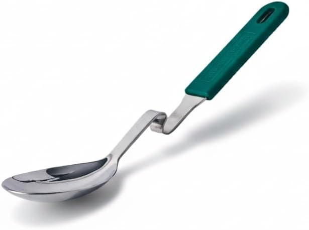 Souper Cubes + Lori Greiner No Mess Stainless Steel Cooking Spoon with Silicone Handle - Stainless Steel Serving Spoon No Mess Design Hooks on Side of Any Pot - Kale