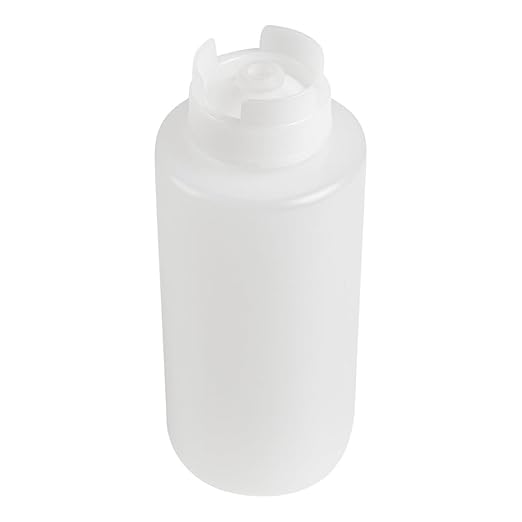Restaurantware 32oz. FIFO Inverted Plastic Squeeze Bottle with Refill and Dispensing Lids - First In First Out - Perfect for Restaurants Catering and Food Trucks - 1ct box