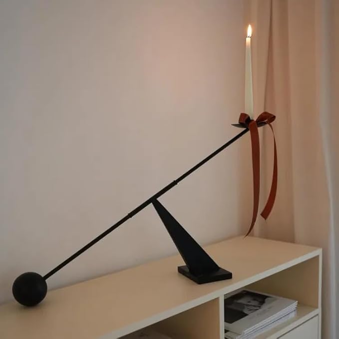 Black Metal Modern Candle Holder Candlestick Holders Decorative Candle Stand, Tapered Candle Holders Home Decoration 19 inch