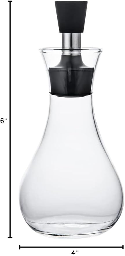 Restaurantware-Forma Professional 4 x 4 x 6 Inch Glass Oil Drizzler, 1 Borosilicate Glass Bottle Oil Dispenser - 8-Ounce Capacity, Stainless Steel Spout, Olive Dispenser, Silicone Cap, For Oils