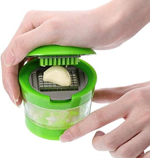 Garlic Grater Mini Portable ABS Stainless Steel Garlic Press Chopper Slicer Hand Presser Grinder Crusher Kitchen Tool (Color : Green)