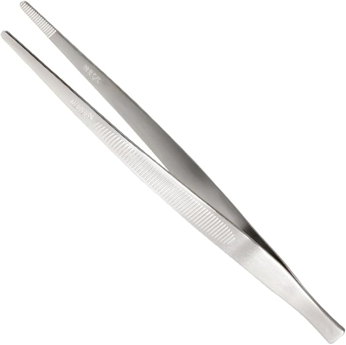 Mercer Culinary 18-8 Stainless Steel Chef Plating Tongs, Straight Tip, 6-1/8 Inch