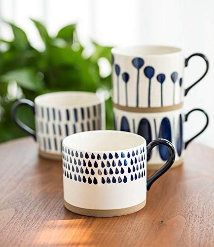Koja 16 oz. Elegant Hand Painted Decorative Large Porcelain Ceramic Mug Set. 4 Decorative Mugs. Colorful Gift Pack. Impress & Entertain Family & Guests. Dishwasher Microwave Safe.