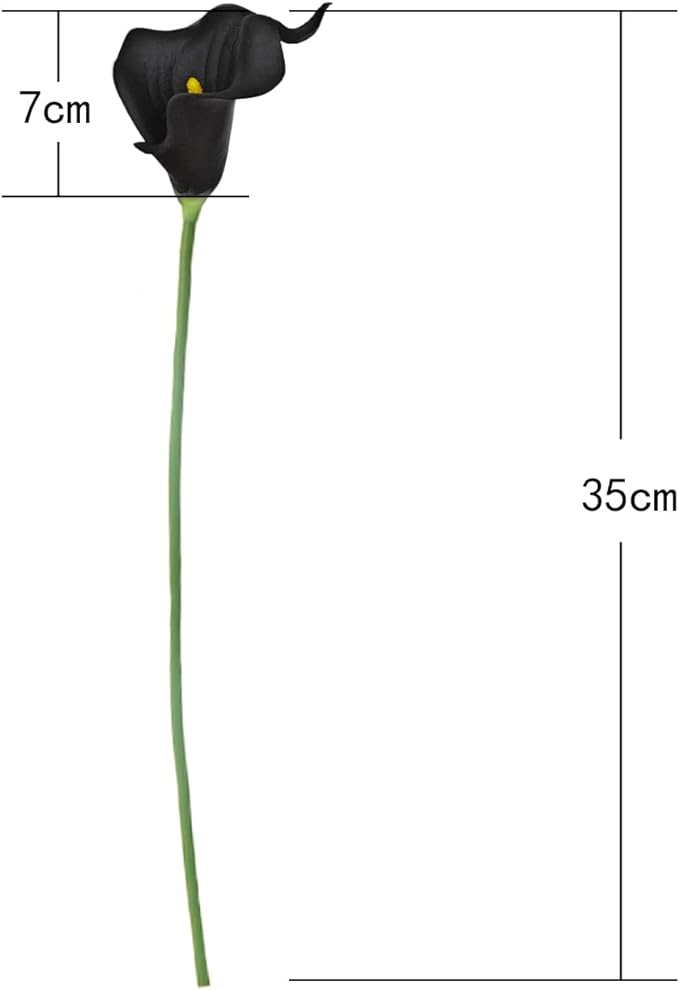Letjolt Artificial Calla Lily Black Flowers for Wedding Bouquet Flower 12Pcs Home Decoration Faux Calla Lilies Flower, Black