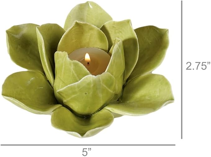 HomArt Lotus Tea Light Holder, Green