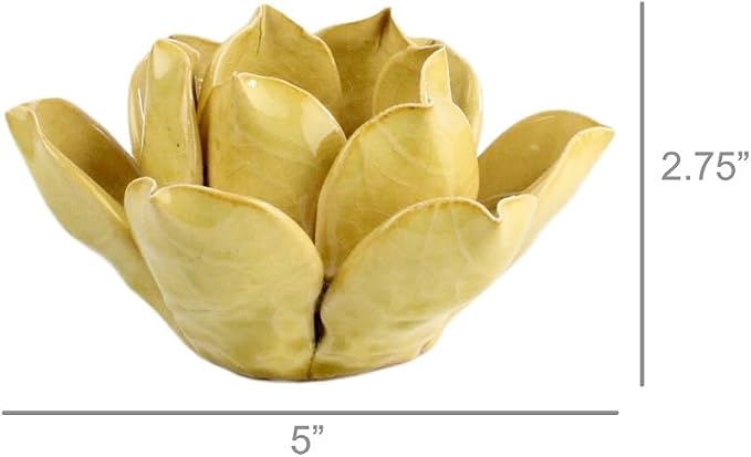 HomArt Lotus Tea Light Holder, Yellow