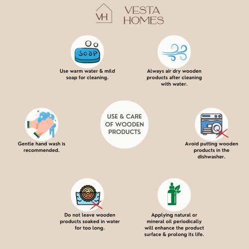 Vesta Homes Single Block Wooden Cutting/Chopping/Serving Board for Vegetables, Cheese, Charcuterie | Acacia Wood | 13 * 8.5 Inch | Handcrafted in India