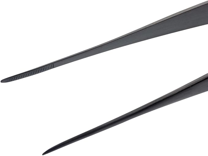 Mercer Culinary 18-8 Stainless Steel Precision Plus Chef Plating Tong, Fine Point, 6-1/8 Inch, Matte Black