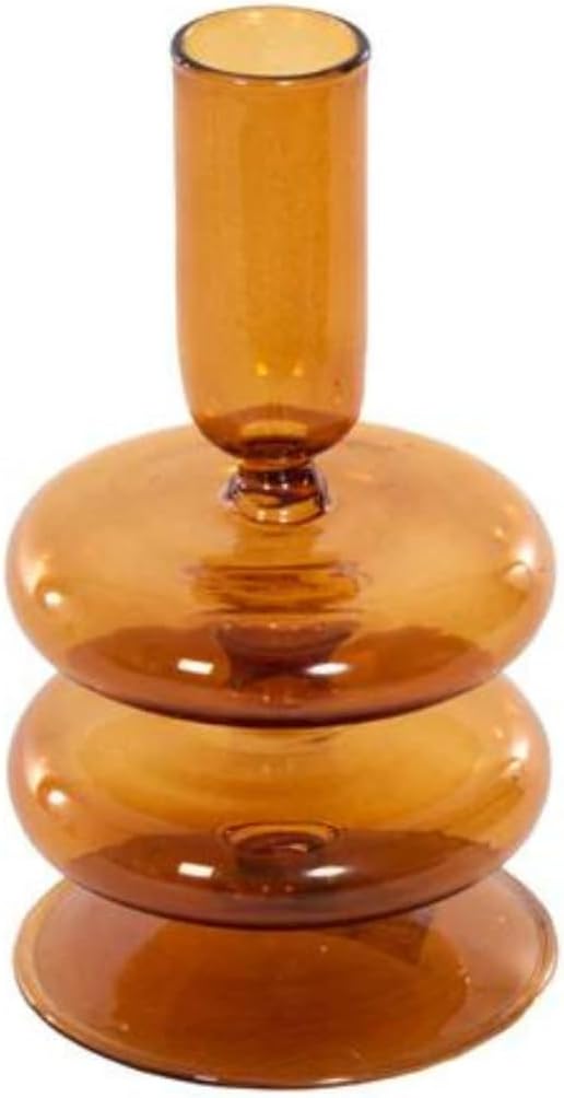 Saffron Candle Holder Stacked – by Alice Lane Home Collection - Elevate Your Ambiance – Exquisite Saffron Glass – Rich Warm Hue Stunning for All Occasions