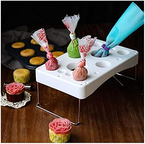 LEILINLIFE Piping bag shelf Cake Decorating Icing Bag Stand 12-Cavity Cream bag holder With Sieve