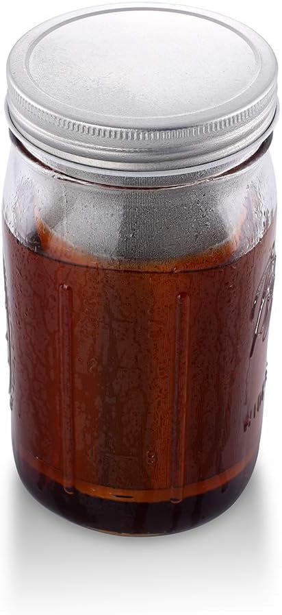 MODERNJOE'S Premium Cold Brew Coffee Filter for 2 Quart Wide Mouth Mason Jars. Cold Brew Coffee Maker. Perfect for Iced Coffee and Tea. 50 Micron EXTRA Fine Mesh 304 Stainless Steel