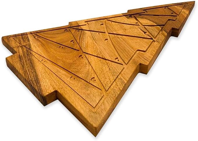 Affinity Decor Christmas Tree Cutting Board for Kitchen, Tree Shaped Wood Cutting Board, Wooden Serving Tray for Cheese, Charcuterie Platter (Lighting Christmas Tree Board 15"L x 9"W)