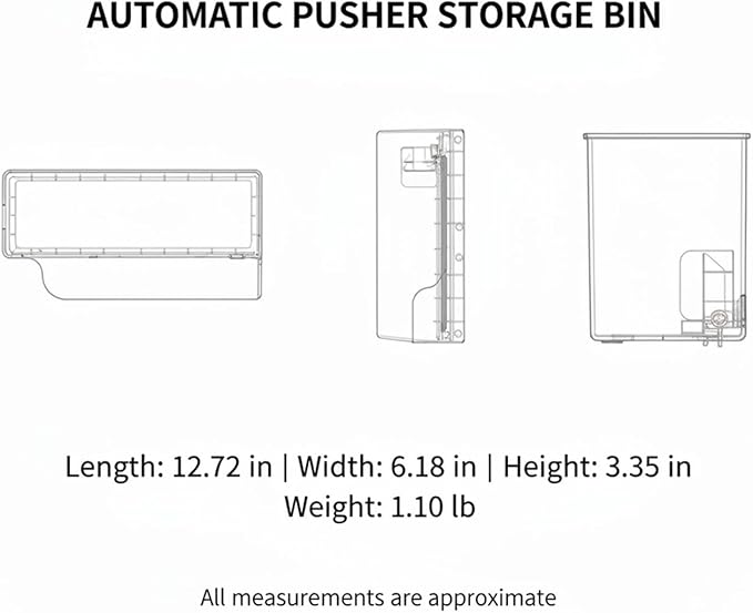 Spring-Loaded Fridge Organizer Bin, Forward-Push Storage for Pantry & Desktop, Clear Plastic Storage Box, 12.7 x 6.2 x 3.3 Inches