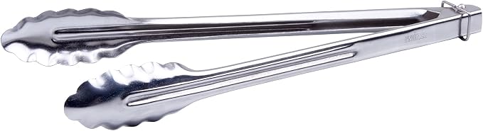 Winco Heavy-Duty Stainless Steel Utility Tongs, 12"