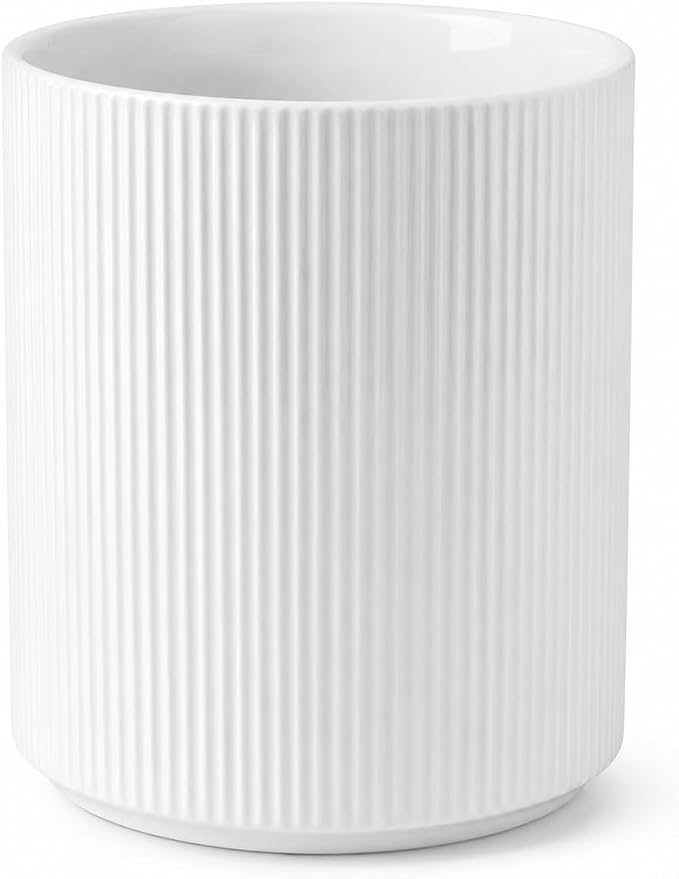 QUELIEN Kitchen Utensil Holder,Ceramic Utensil Holder for Countertop-White | Utensil Holder for Kitchen Counter,Utensil Crock Organizer for Countertop,Ideal Housewarming Gift & Mothers Day Gift