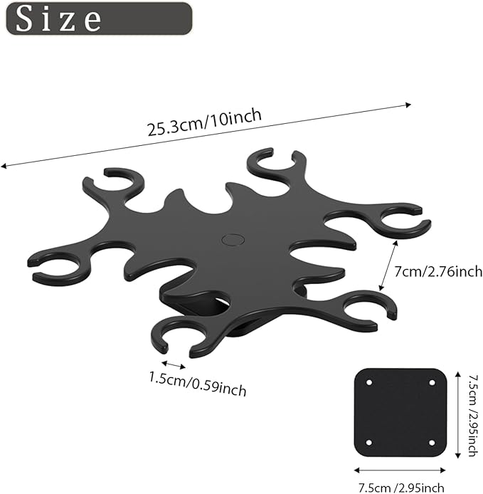 Under Cabinet Wine Glass Holder, 360° Infinitely Rotating Wine Glass Holder, No Drilling Wine Glass Rack for Kitchen, Dining and Bar.(Black)