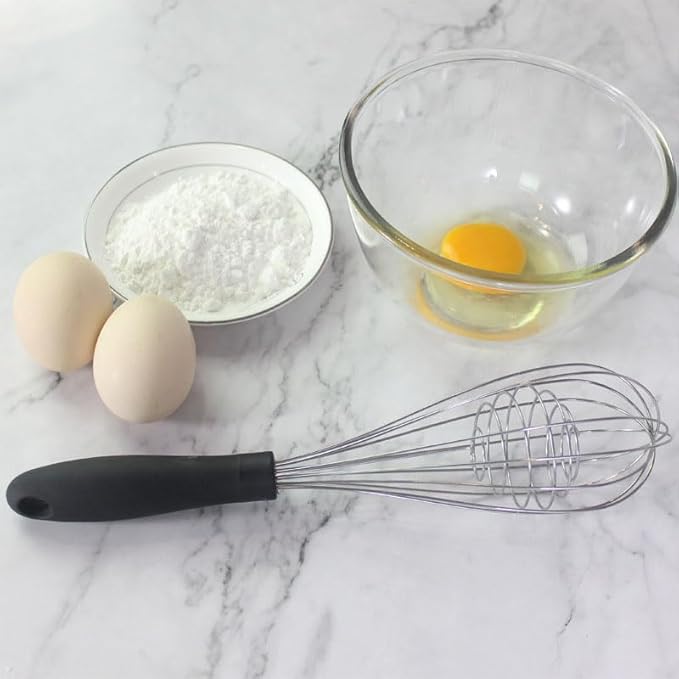 12-Inch Balloon Whisk (4 Pack), Stainless Steel Wire Whisks for Cooking, Classic Egg Beater Manual Mixer for Blending, Whisking, Beating and Stirring