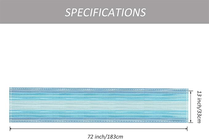 Niviy Blue Boho Table Runner, 12x72 Inch Washable Table Runners Easy to Clean Kitchen Table Decor for Holiday Party Kitchen Dining Table Decoration, Blue
