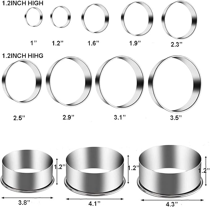 12 Pieces Biscuit Cookie Cutter Set With Tin Box Biscuit Plain Edge Round Cutters Metal Ring Baking Molds, Stainless Steel Cookie Dough Biscuit Muffins Cutters in Graduated Sizes