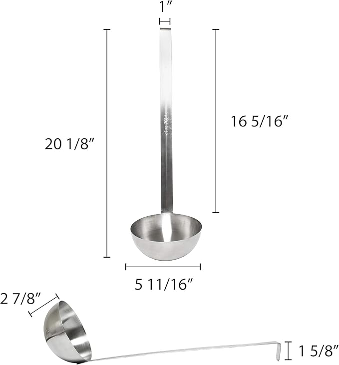 TrueCraftware- 24 oz Stainless Steel Ladle with Long Hooked Handle- Kitchen Ladle Best Kitchen Accessories for Cooking and Serving Spoon for Soup Chili Gravy Salad Dressing and Pancake Batter