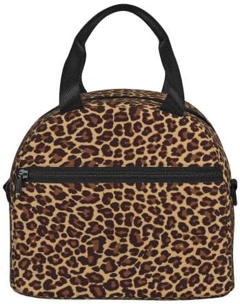 Leopard Lunch Box Insulated Lunch Bag Reusable Sling Bag With Adjustable Shoulder Strap Cooler Tote Bag For Men Women