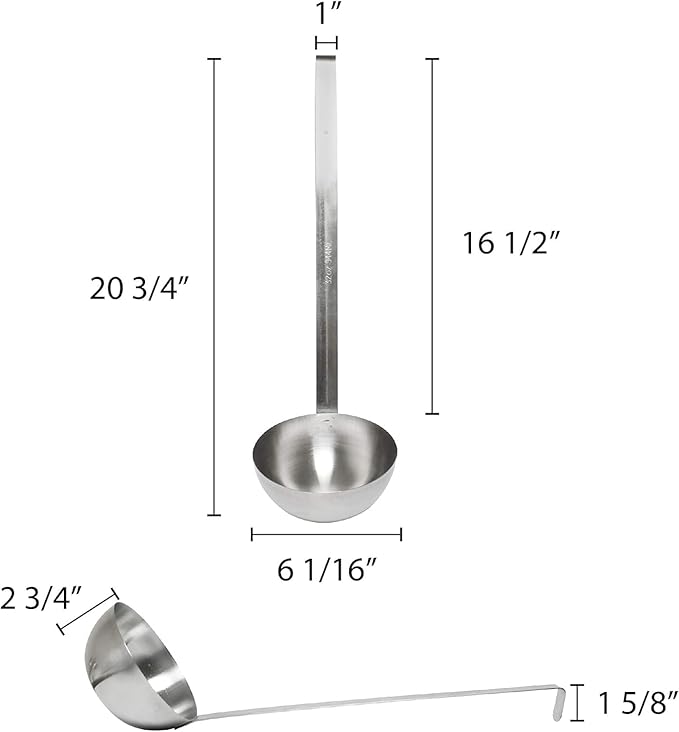 TrueCraftware- 32 oz Stainless Steel Ladle with Long Hooked Handle- Kitchen Ladle Best Kitchen Accessories for Cooking and Serving Spoon for Soup Chili Gravy Salad Dressing and Pancake Batter