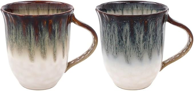 Lesser & Pavey Reactive Glaze Mugs Set of 2 | Ceramic Coffee Mugs Set for Home or Work | Designed by Elements | Lovely Mugs for Tea, Coffee & Hot Drinks