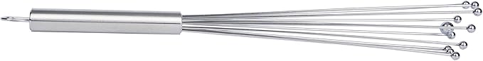 Restaurantware 12.5 in Stainless Steel Ball Whisk - 6 Pack - German Standard Egg Beater with Ergonomic Handle, Dishwasher Safe - Manual Mixer Cooking Whisk for Baking, Stirring, Sauces, Beating