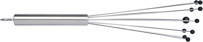 Restaurantware 10.5 in Stainless Steel Ball Whisk with Silicone Tips - German Standard Sauce & Gravy Whisk, Non-Scratch, Dishwasher Safe - Non-Stick Safe Silicone Ball Whisk for Baking