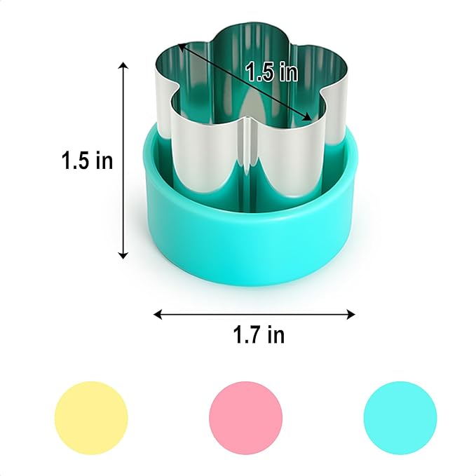 Mini Fruit Vegetable Cookie Cutters Shapes Set - 9Pcs 1.5 inch | Stainless Steel, Detachable PP Covers, Safe for Kids, Dishwasher Safe, Can Cut Cheese, Sandwich, Fondant, Dough, Craft Clay