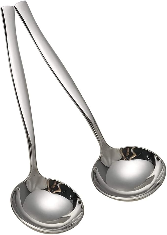 Idotry 2-Piece Stainless Steel Gravy Soup Spoon, Small Gravy Ladle Soup | polished mirror finish, ergonomic handle, easy to clean, ideal for sauces 