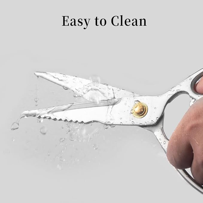 Professional Kitchen Scissors - Heavy Duty Stainless Steel Shears for Cutting Meat, Fish, Poultry, Vegetables, Pizza - Food Cutting Tools