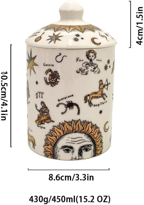 Handcrafted Italian Candle Holder – Modern Art Vase with Female Face Design, Elegant Aromatherapy Jar for Tabletop Décor (White Zodiac)