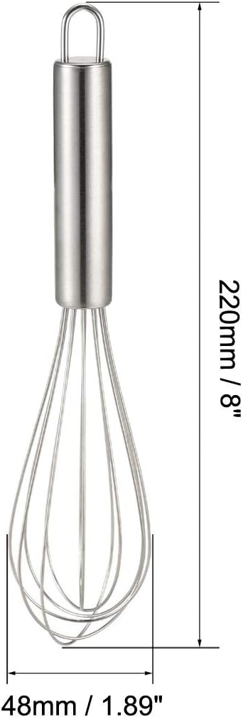 uxcell Balloon Wire Whisk 8-inch Stainless Steel for Blending, Whisking, Beating, Stirring
