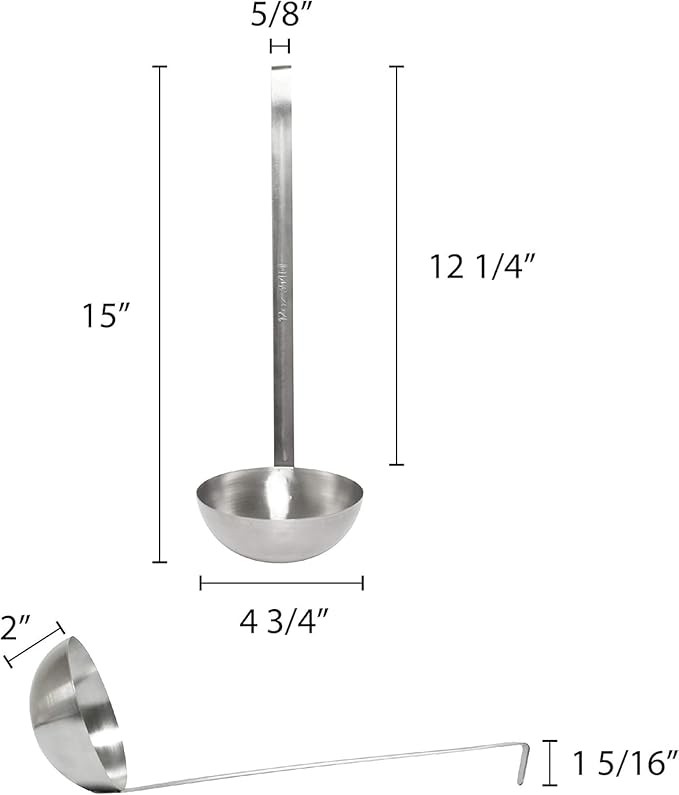 TrueCraftware- 12 oz Stainless Steel Ladle with Long Hooked Handle- Kitchen Ladle Best Kitchen Accessories for Cooking and Serving Spoon for Soup Chili Gravy Salad Dressing and Pancake Batter