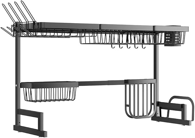 Adjustable Over The Sink Dish Drying Rack 2 Tier