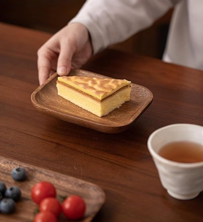 Walnut Wood Fruit Tray, Handmade Chinese Style Snack Serving Plate, Solid Wood Tea Dessert Tray for Dim Sum, Vintage Walnut Platter, Gift (Ellipseļ¼L)