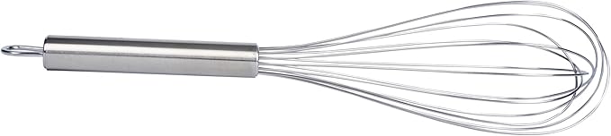 Restaurantware 12 in Stainless Steel Wire Whisk - German Standard Kitchen Balloon Whisk with Ergonomic Handle, Dishwasher Safe - Durable French Whisk for Cooking, Mixing Thick Batter and Sauce