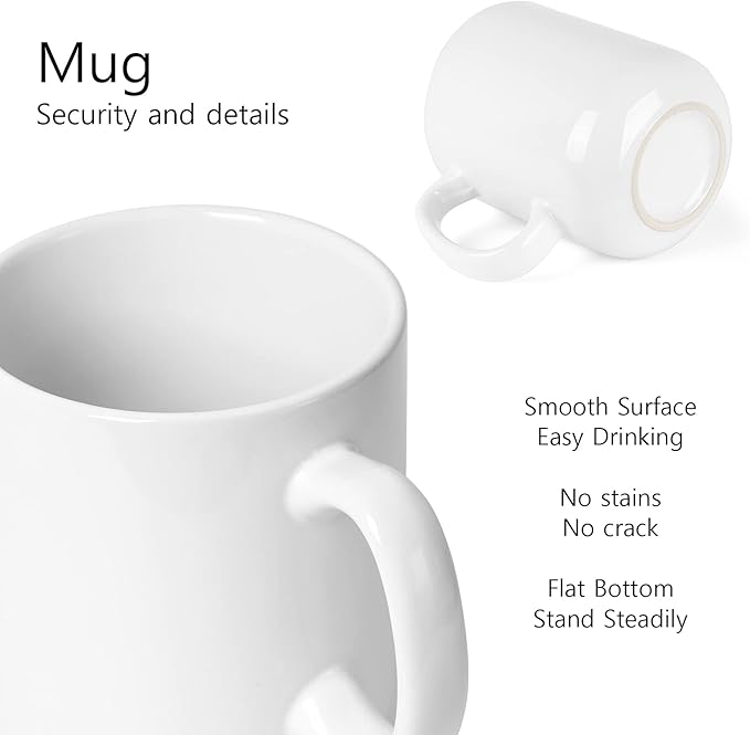 20 OZ Large Coffee Mug, M016 Plain Ceramic Boss Big Tea Cup with Handle for Dad Men, Set of 2, White