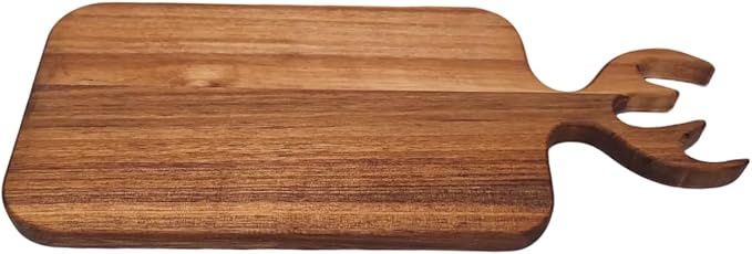 Acacia Wood Serving Board with Handle - 13" x 6" Wooden Cute Design Food Serving Tray for Kitchen Appetizers, Wooden Cutting Chopping Board for Meat, Vegetables, Bread, Cheese Board