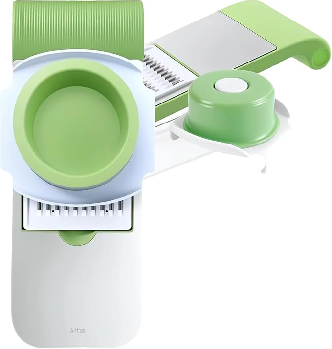 5 In 1 Food Chopper, 2026 New Rotary Cheese Grater - 3 Interchangeable Blades Manual Speed Round Food Slicer, Nut Grinder with Strong Suction Base (White)