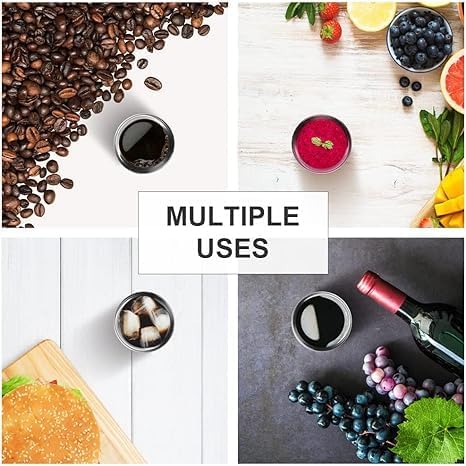 75mL (2.5 Ounce) Stainless Steel Espresso Cups - 4 Pack Double Wall Insulated Cups Demitasse Cups Coffee Cup For Drinking, Drinking Coffee, Drinking Beverages(Crimson gold Ripple)