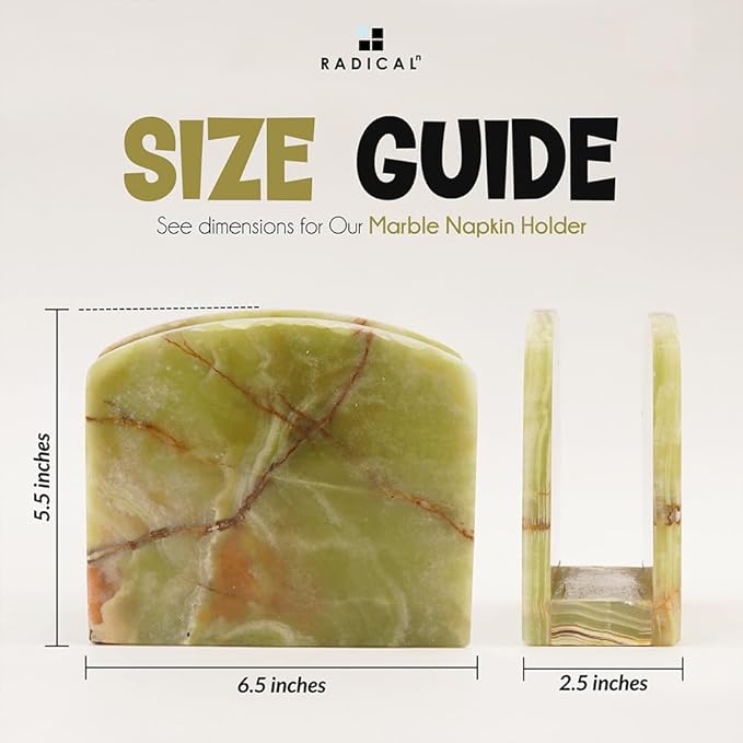 Radicaln Marble Napkin Holder 5.5" Inches Green Onyx Handmade Simple Modern Home & Kitchen Napkins Paper Holder For Countertop - Ideal Napkin Holder for Home Decor