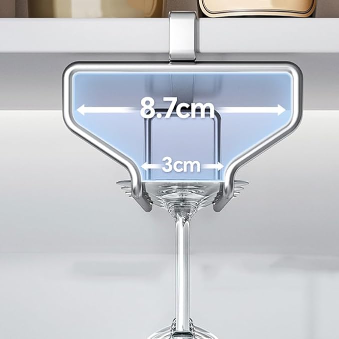 Wine Glass Rack Under Cabinet, Hanging Stemware Rack, Wine Glass Holder, Wine Glasses Storage Hanger Organizer, for Kitchen Bar(Silver)