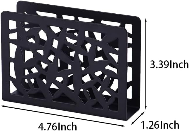 Stainless Steel Napkin Holder Paper Napkin Holder Metal Organizer Tissue Dispenser for Kitchen Countertops, Dining Table, Picnic Table (Black)