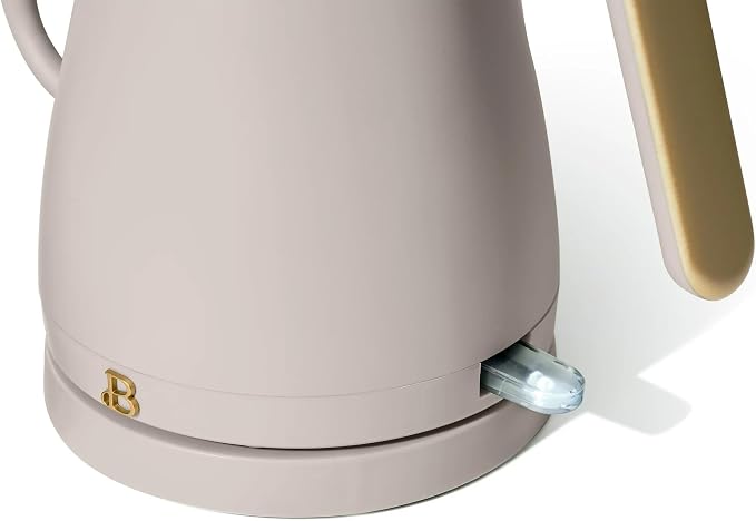Electric Gooseneck Kettle 1 Liter 1200W Fast Boil with Precision Pour Spout, Stainless Steel Interior, Auto Shut-Off & 360° Swivel Base (Porcini Taupe)