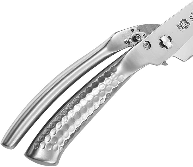 MITSUMOTO SAKARI Japanese Kitchen Scissors Heavy Duty, Silver Alloy Steel Poultry Shears with Non-Slip Handle, Multipurpose Detachable for Chicken, Fish, Meat & Vegetables