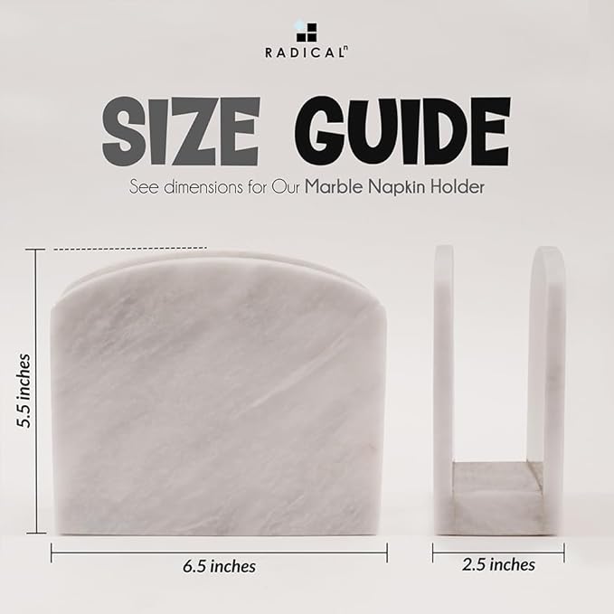 Radicaln Marble Napkin Holder 5.5" Inch White Handmade Dining Table Napkins Holder - Simple Modern Home & Kitchen Paper Towel Holder Countertop For Home Decor