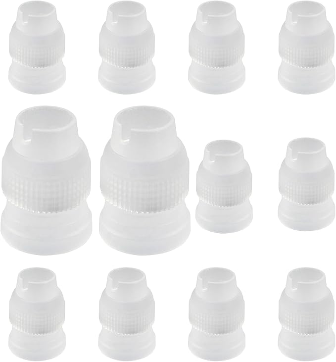 12Pcs Clear Piping Bag Couplers, Small Pipe Tip Coupler, Plastic Standard Couplers for Icing Nozzles (32 x 23mm/1.26 x 0.9 Inch)