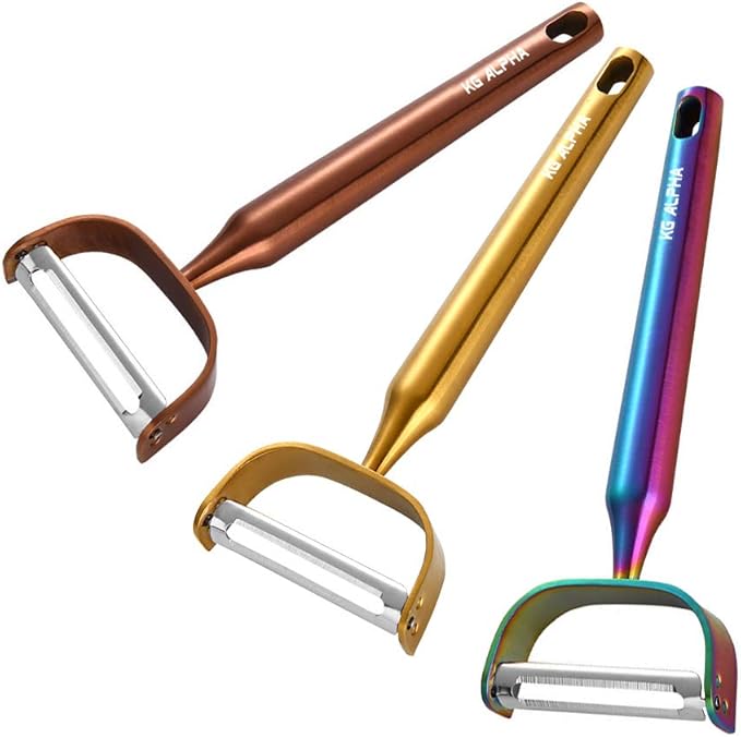 Stainless Vegetable Peeler, KG-Alpha Swivel Sharp Julienne Steel, Heavy Fruit Potato Apple Peeler, Kitchen Slicer (Rainbow)